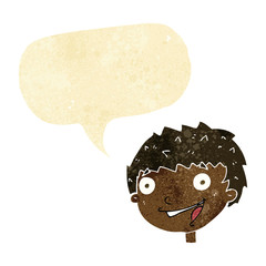 cartoon laughing boy with speech bubble