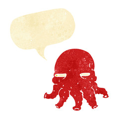 cartoon alien face with speech bubble