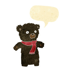 cartoon cute black bear with speech bubble