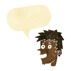 cartoon happy boy face with speech bubble