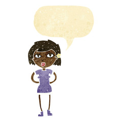 cartoon woman with speech bubble