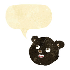 cartoon black bear face with speech bubble