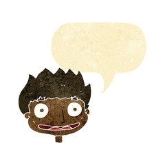 cartoon happy boy with speech bubble