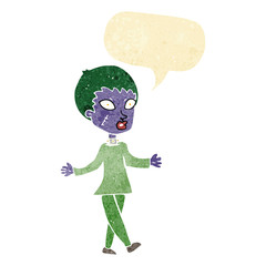 Obraz na płótnie Canvas cartoon halloween zombie woman with speech bubble