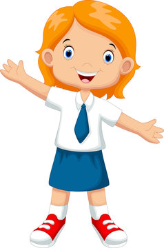 recommend clip art: Cute girl in a school uniform