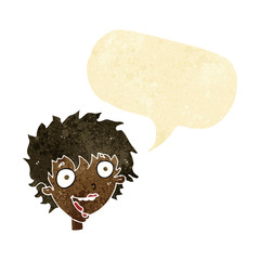 cartoon crazy excited woman with speech bubble