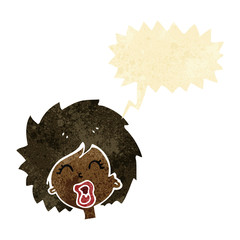 cartoon woman screaming with speech bubble