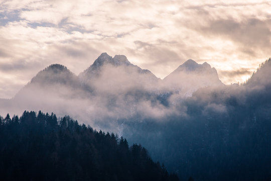 Fototapeta The mountains in the fog