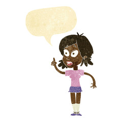 cartoon woman asking question with speech bubble