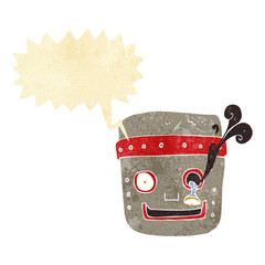 cartoon robot head with speech bubble