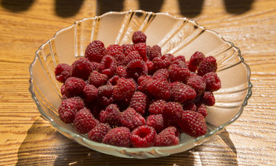 Red raspberries , close up