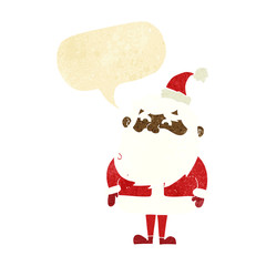 cartoon santa claus with speech bubble