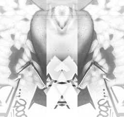 Expression, urban and modern art, geometric paintings in a cemen