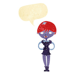 cartoon pretty vampire girl with speech bubble