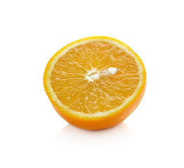 Slice of fresh orange isolated on white background
