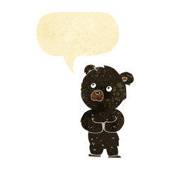 cartoon black bear cub with speech bubble