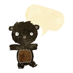cartoon black bear cub with speech bubble