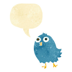 cartoon happy bird with speech bubble