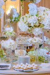 Wedding cakes on a table with flowers