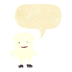 cartoon tooth looking smug with speech bubble