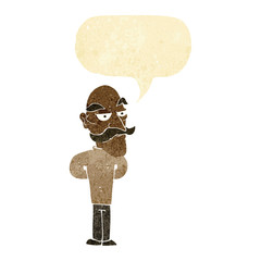 Obraz na płótnie Canvas cartoon old man with mustache with speech bubble