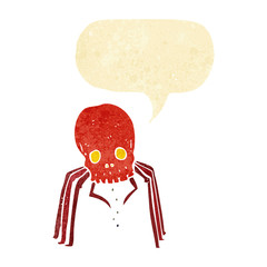 cartoon spooky skull spider with speech bubble