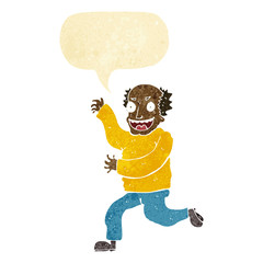 cartoon evil old man with speech bubble