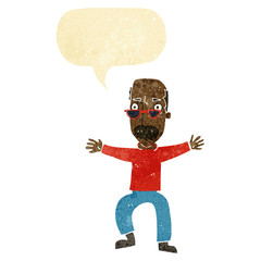 Obraz na płótnie Canvas cartoon old man waving arms with speech bubble