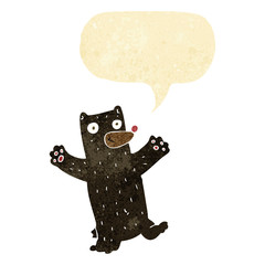 cartoon black bear with speech bubble