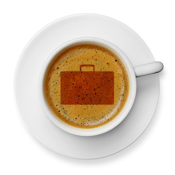 Suitcase icon on coffee
