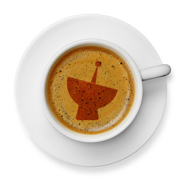 Satellite icon on coffee