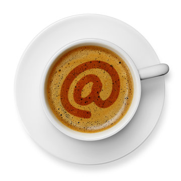 E-mail icon on coffee