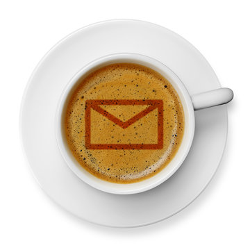 Mail icon on coffee