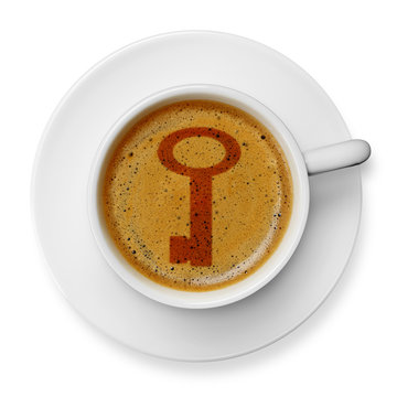 Key icon on coffee