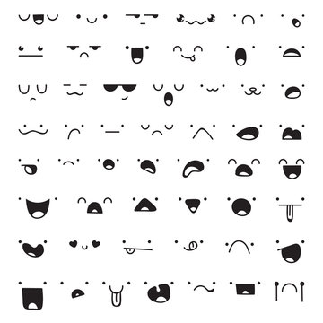 Set of 52 different pieces doddle emotions to create characters
