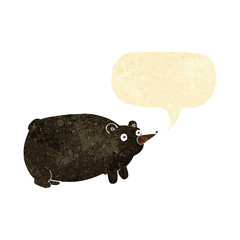 funny cartoon bear with speech bubble