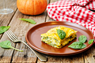 pumpkin ricotta spinach lasagna