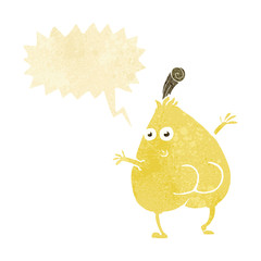 a nice pear cartoon with speech bubble