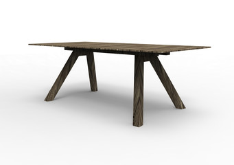 Wooden table isolated on white background