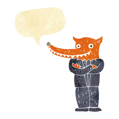 cartoon fox man with speech bubble