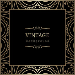 Square gold frame on black