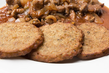 Potato pancakes with meat mixture