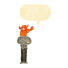 cartoon man with fox head with speech bubble