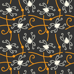 Halloween Stylized Spiders Seamless Pattern
