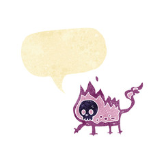 cartoon little imp with speech bubble