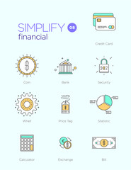 Line icons with flat design elements of financial