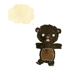 cartoon shocked black bear cub with speech bubble