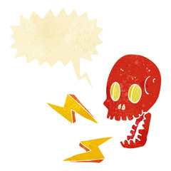 cartoon crazy skull with speech bubble