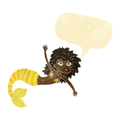 cartoon pretty mermaid with speech bubble