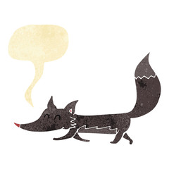 cartoon little wolf with speech bubble